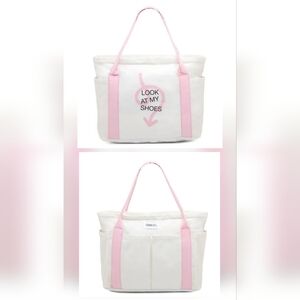 DSW 'Look At My Shoes' Pink And White Canvas Tote - NEW !